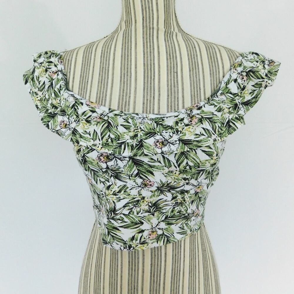 Tally Weijl Women's Juniors Tropical Print Crop Top Size Large